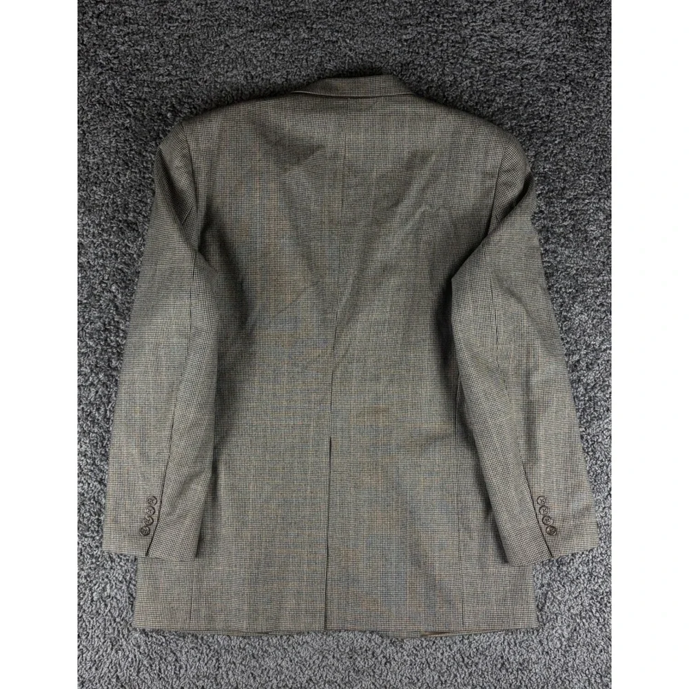 Burberrys Prorsum Vintage Mens 40L Wool Houndstooth Blazer Sport Coat Brown Tan